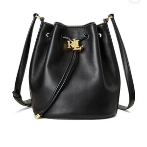 Polo Ralph Lauren Andie Black Shoulder Bag with Gold Hardware Detail